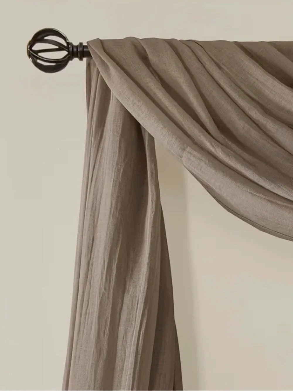 Taupe Sheer Draped Window Scarf